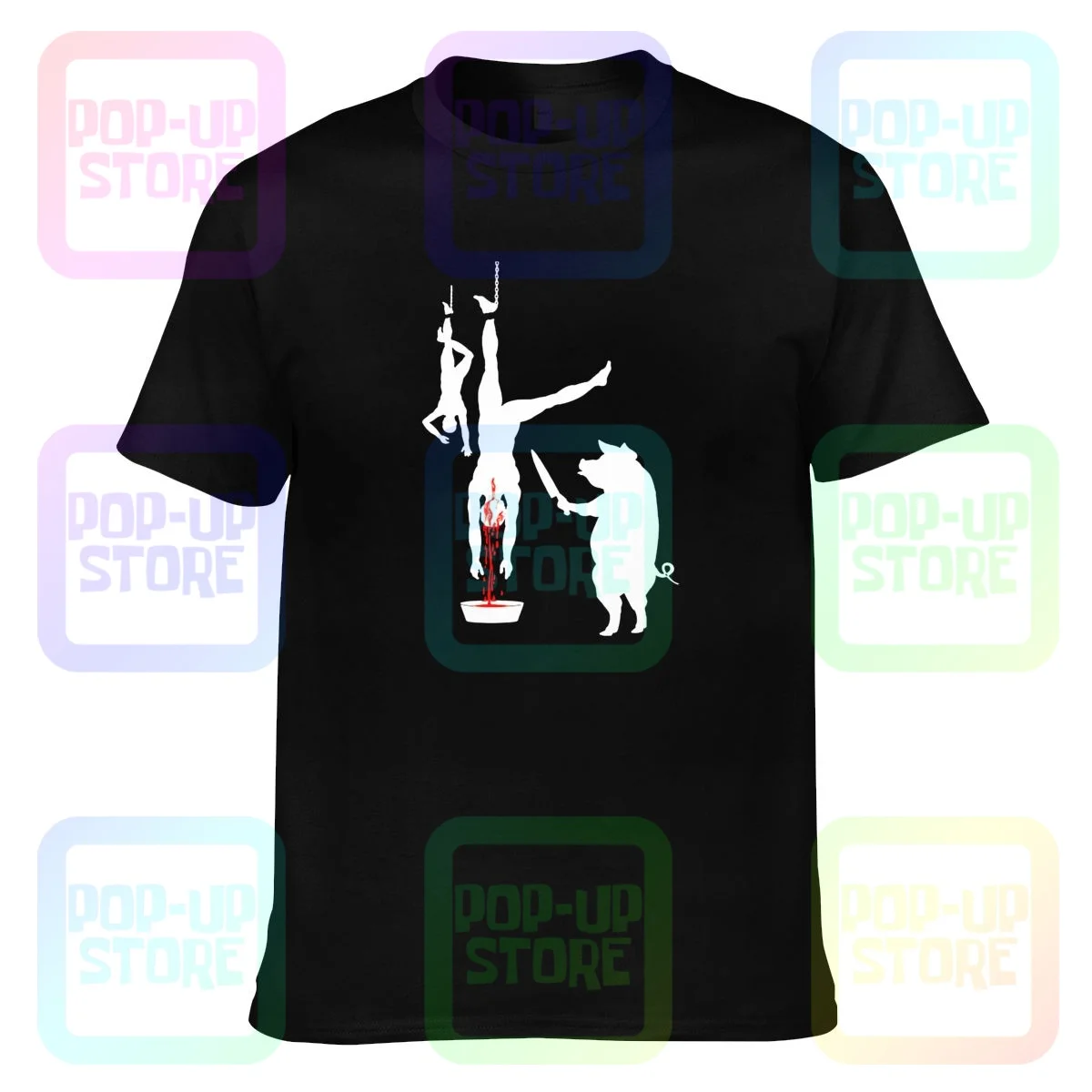 Pig Line Butcher Vegano Vegan Humorbasic T-Shirt Tee Shirt Pop Casual Novità Vendita Calda
