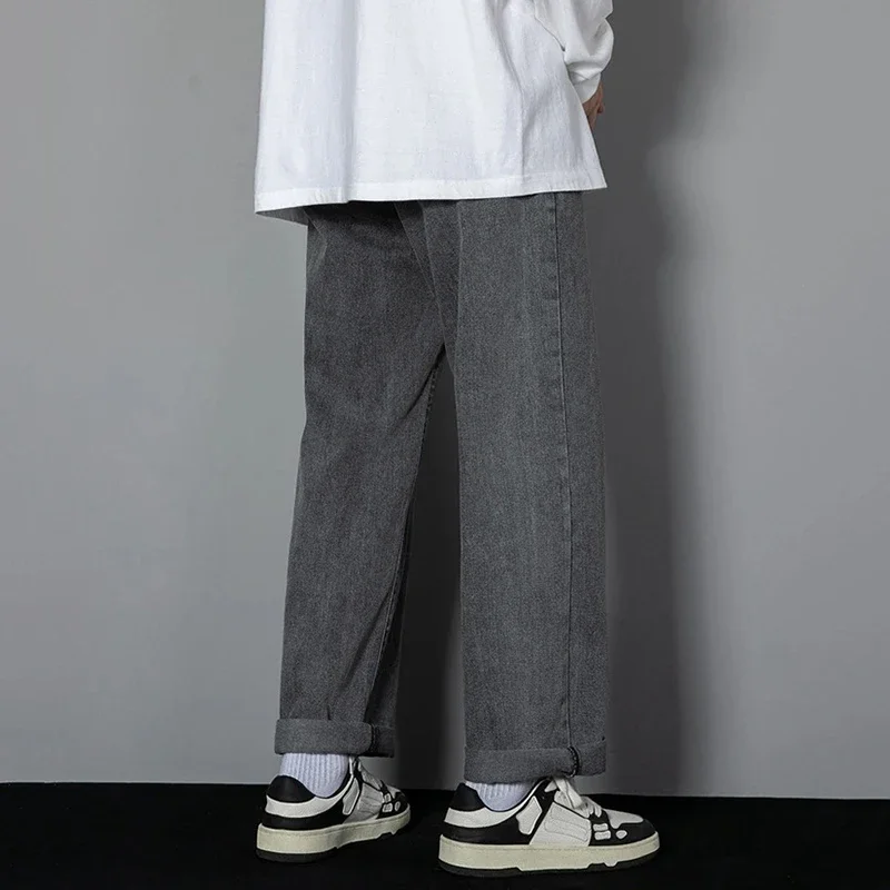 Men Simple Straight Leg Casual Jeans Male Baggy Korean Fashion Denim Pants Basic Youth Popular Daily Work Wear Denim Trousers 5