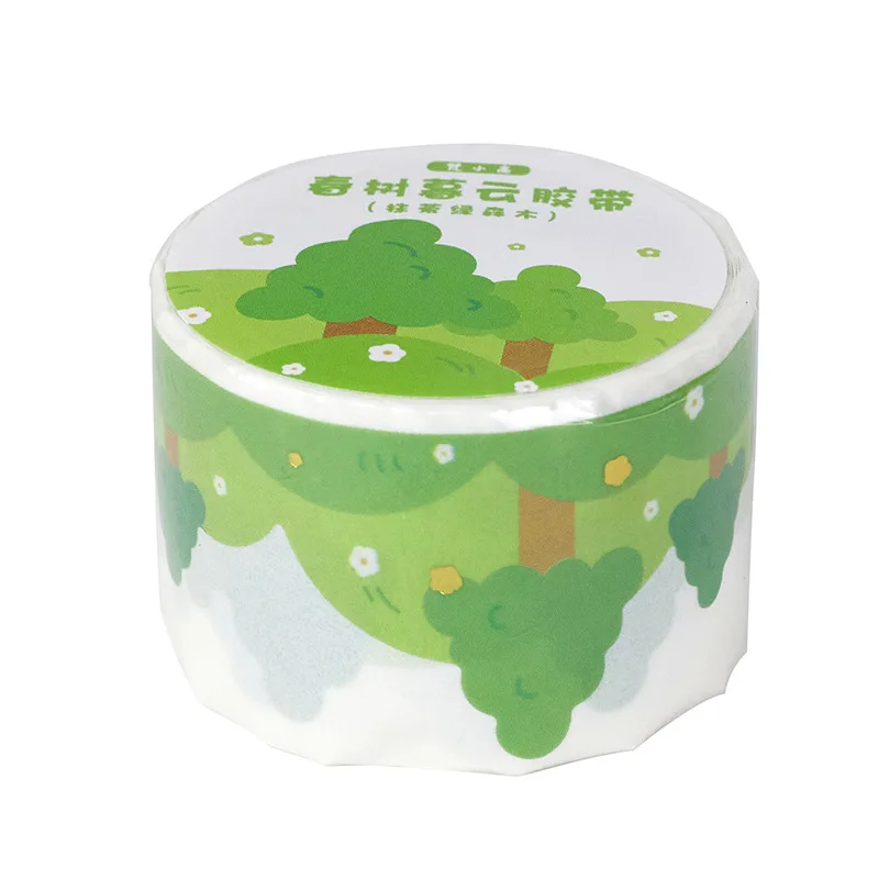 1 Roll Cute Cartoon Gold Foil Tree Shaped Washi Tape for Scrapbooking Page Decoration DIY Material Supplies Art Crafts Project 2