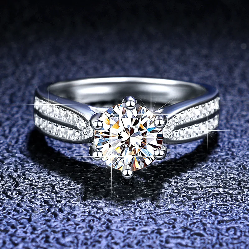 

Luxury High Quality S925 Sliver Platinum PT950 GRA VVS D Color 3Carat Moissanite Diamond Proposal Ring For Women Wedding Jewelry