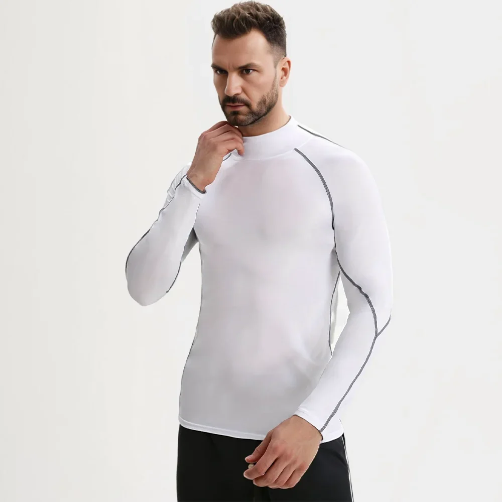 Men's Long Sleeved Undershirt Quick Dry Compression Shirt Elastic Gym Training T-shirt Male Running Fitness Wear