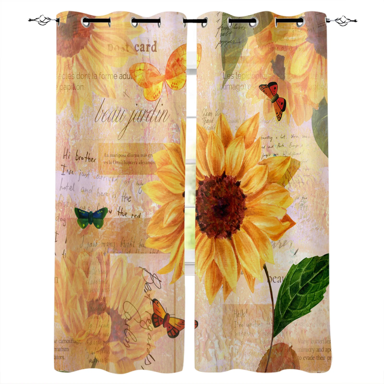 

Sunflower Butterfly Blackout Curtains Window Curtains for Bedroom Living Room Decor Window Treatments