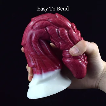 NNSX Irregular Dildo with Suction Cup Sexy Toys for Women Dragon Scale Animal Natural Bending Dick Flexible Silicone Sex Shop 4