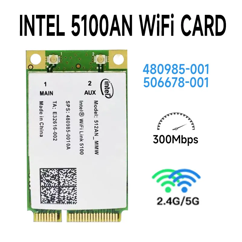 Scheda Wireless Per 5100An Wifi 5100 Wireless Mini Pci-E Scheda Completa 300Mpbs 802.11A/B/G/N 512Anintel 2.4G/5G Wifi Link 5100 Mimo