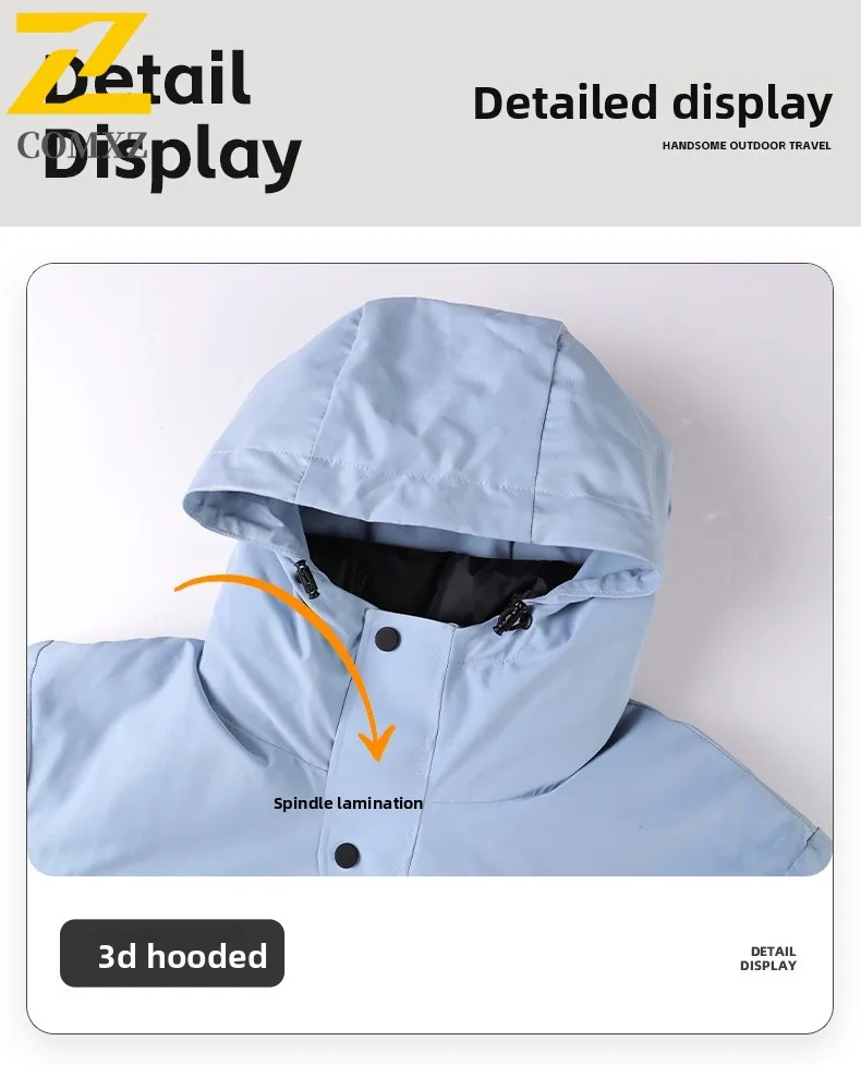 EiAO Workwear Jacket Waterproof Windproof Hiking Outdoor Loose Fit Breathable Solid Color Single Layer Couple Stain Resistant