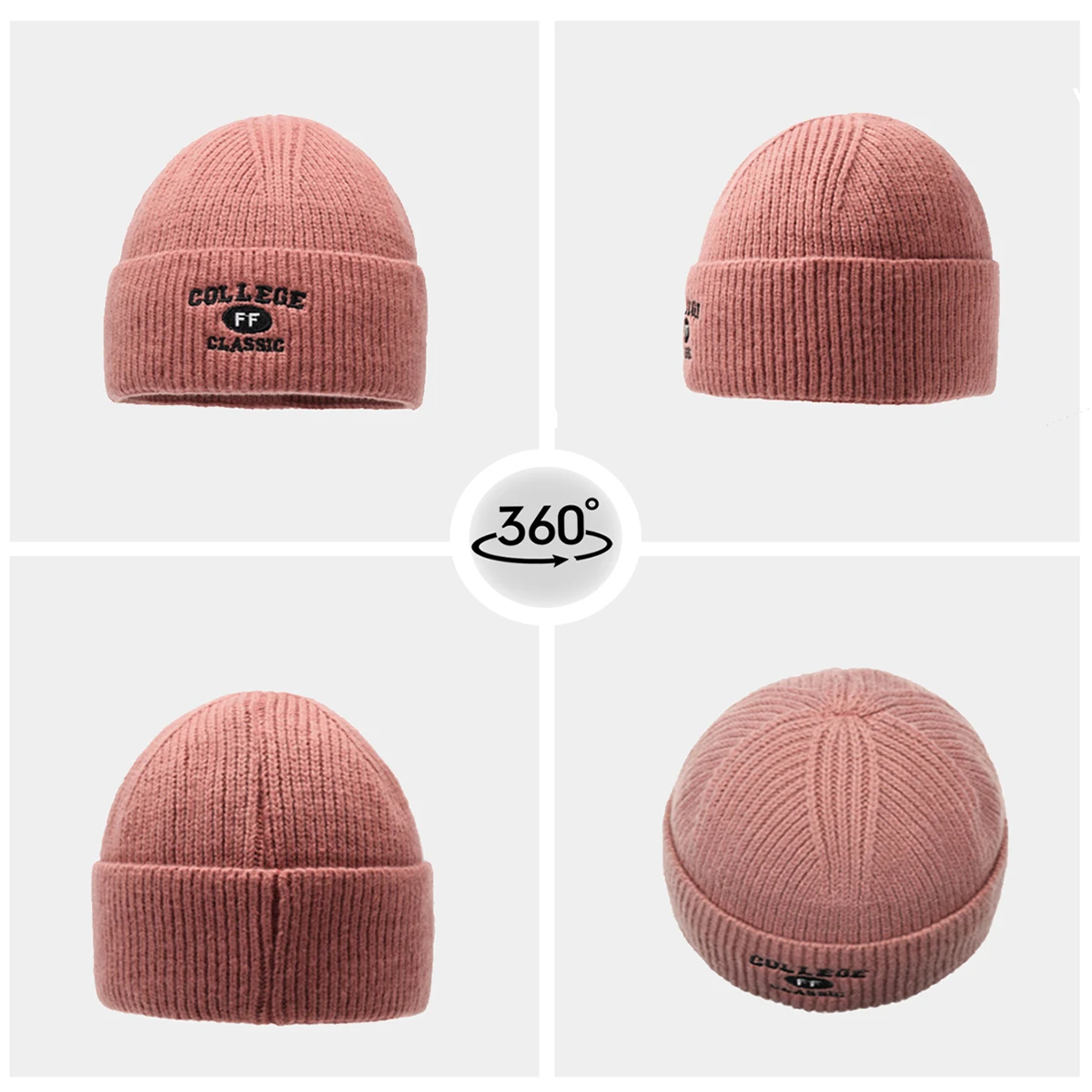 Autumn and Winter Hats, Thick Versatile Knitted Hats, Cycling Warm Large Hats, Face-Slimming Woolen Hats for Women, Thin Cold-Proof Hats