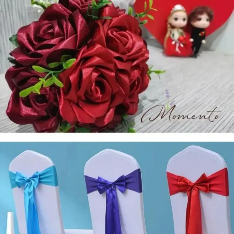 선물 포장용 새틴 리본, 꽃 부케 제작, DIY 화환, 바느질 프로젝트, 웨딩 파티 장식, 4cm, 25 야드/롤