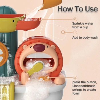 Baby Lion Bath Toys Animal Blowing Bubble Sprinkler Waterwheel Water Spray Toy Bathroom Bathing Bathtub Shower Game Funny Toys 3