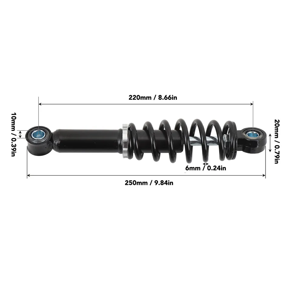 Amortisseur Arrière Pour Scooter, Mini-moto, Dirt Bike – Longueur 250 Mm, Entre-axes 220 Mm – 2 Pièces – Amélioration Suspension