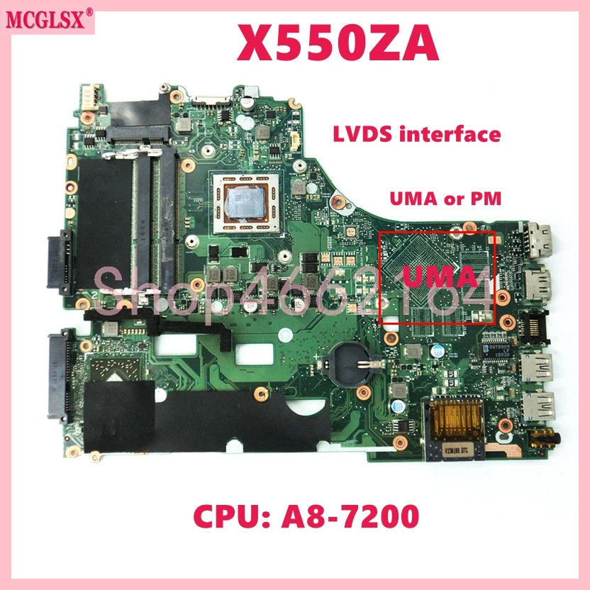 Placa-mãe para Laptop para Asus Mainboard Cpu X550za X550z Vm590z K550z X555z X550ze A87200 A10-7400 - Imagem 6