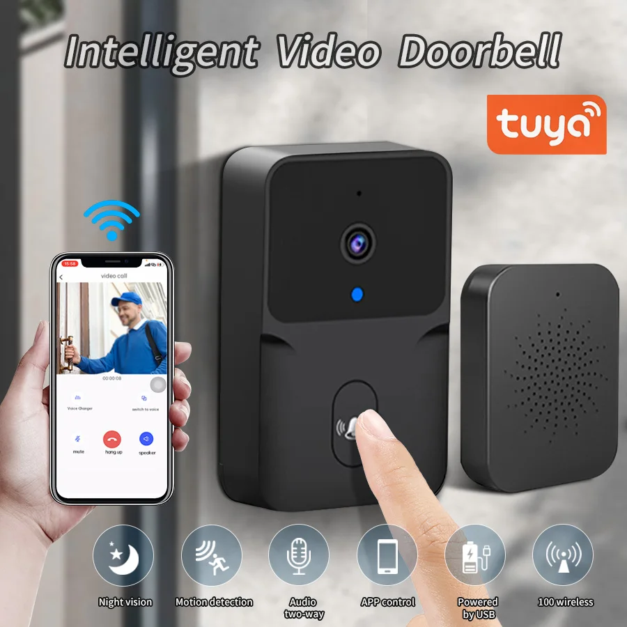 Tuya Smart WiFi Video Wireless Doorbell With HD Camera Infrared Night Vision Intercom Home Smart Welcome Camera Door Bell