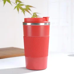 Stainless Steel Non-slip Thermal Coffee Travel Mug - Insulated Bottle - 510ml (Red)