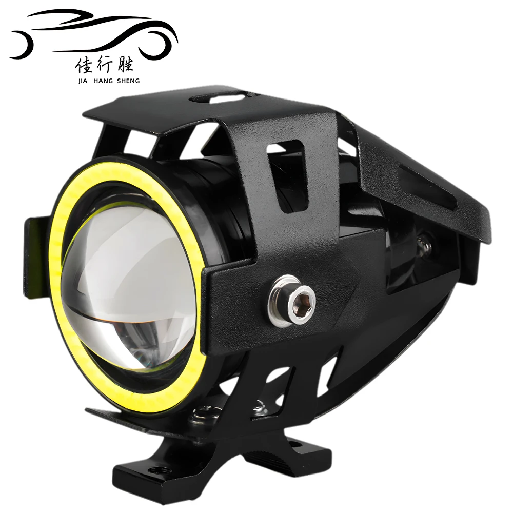

125W Mini U7 Headlight LED Motorcycle Headlight Auxiliary Universal Angel Eyes Dual Color Spotlights Bicycle Lamp Accessories