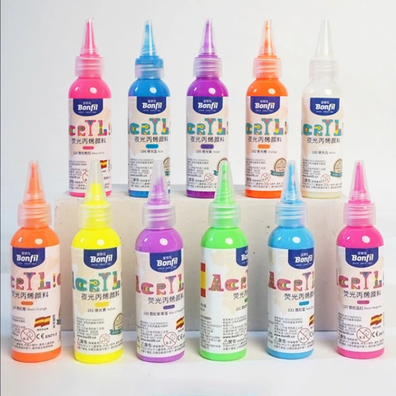 60ml 발광 아크릴 안료 수성 발광 보관 발광 페인트 DIY 의류 벽화 그래피티