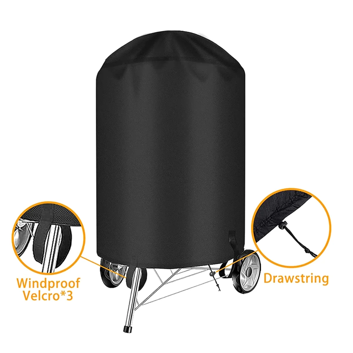 BAAU Grill Cover for 22 Inch Charcoal Kettle Outdoor Waterproof BBQ Cover for 22 Inch Charcoal Kettle Grills Black