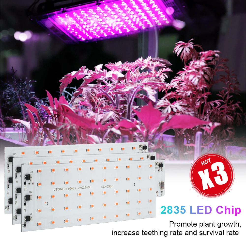 50W LED Grow Light AC220V Full Spectrum DIY Greenhouse Hydroponic Plant Growth Lighting Smd2835 Indoor Plant Light Seedlin 3Pcs led grow light,grow light