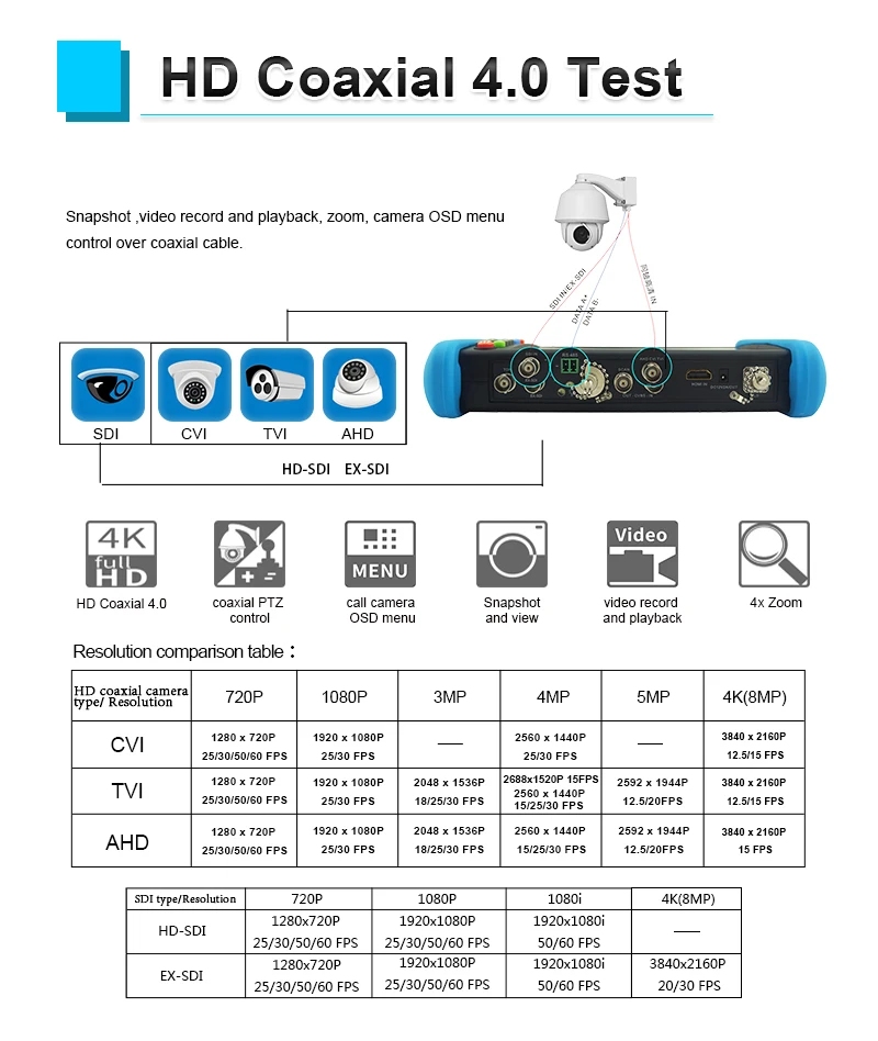 CCTV Camera Tester IPC-9800MOVTADHS Pro IPC Tester Support 8K IPC Camera And VGA 8MP AHD CVI TVI Test Wifi PTZ Cable Tester HDMI PoE CCTV