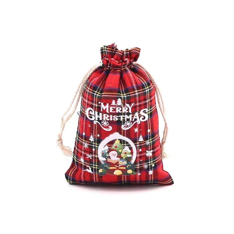 4Pcs/Lot Christmas Gift Bags Small Candy Gift Bag Xmas Drawstring Pouch Party Favor Bags Christmas Party Supplies