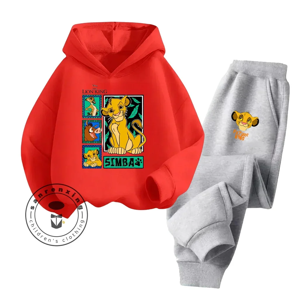 Children's Needle Hoodie + Pants 2-piece Spring and Fall Cartoon Lion King Children's Clothing Set Boys and Girls Sweatshirt Set 4