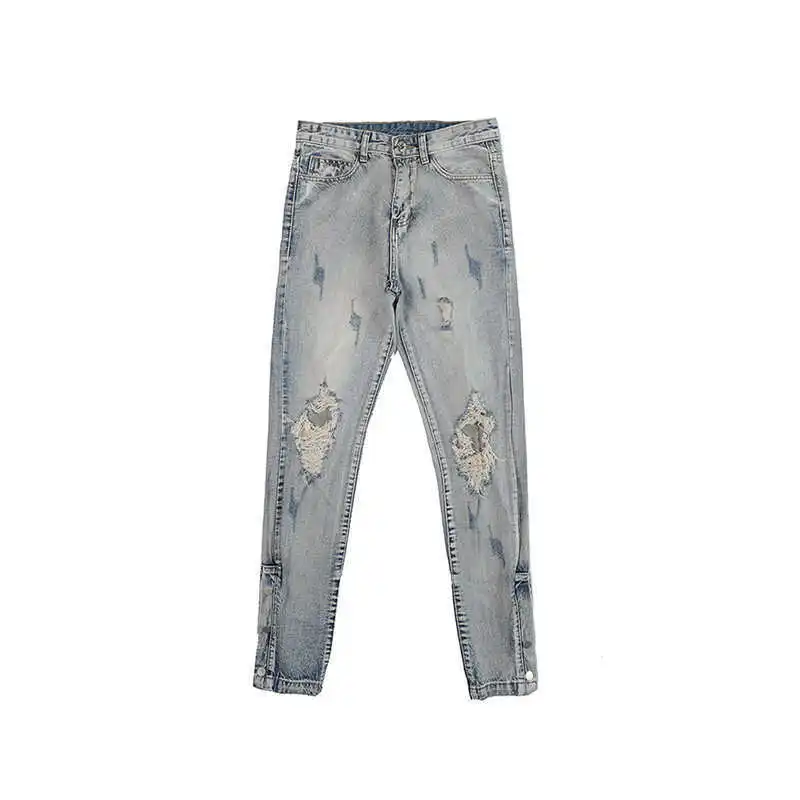 Hole Ripped Jeans for Men Korean Fashion Tights Men's Pants Hip Hop Women's Casual Trendyol Streetwear Y2K Pants