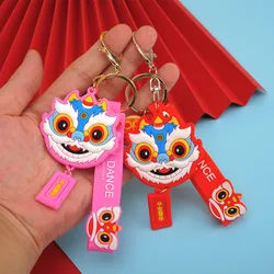 LLavero de la buena suerte para niños, colgante de plástico suave de Pvc, Bolsa Escolar de baile de León de dibujos animados, regalos pequeños prácticos, Juguetes