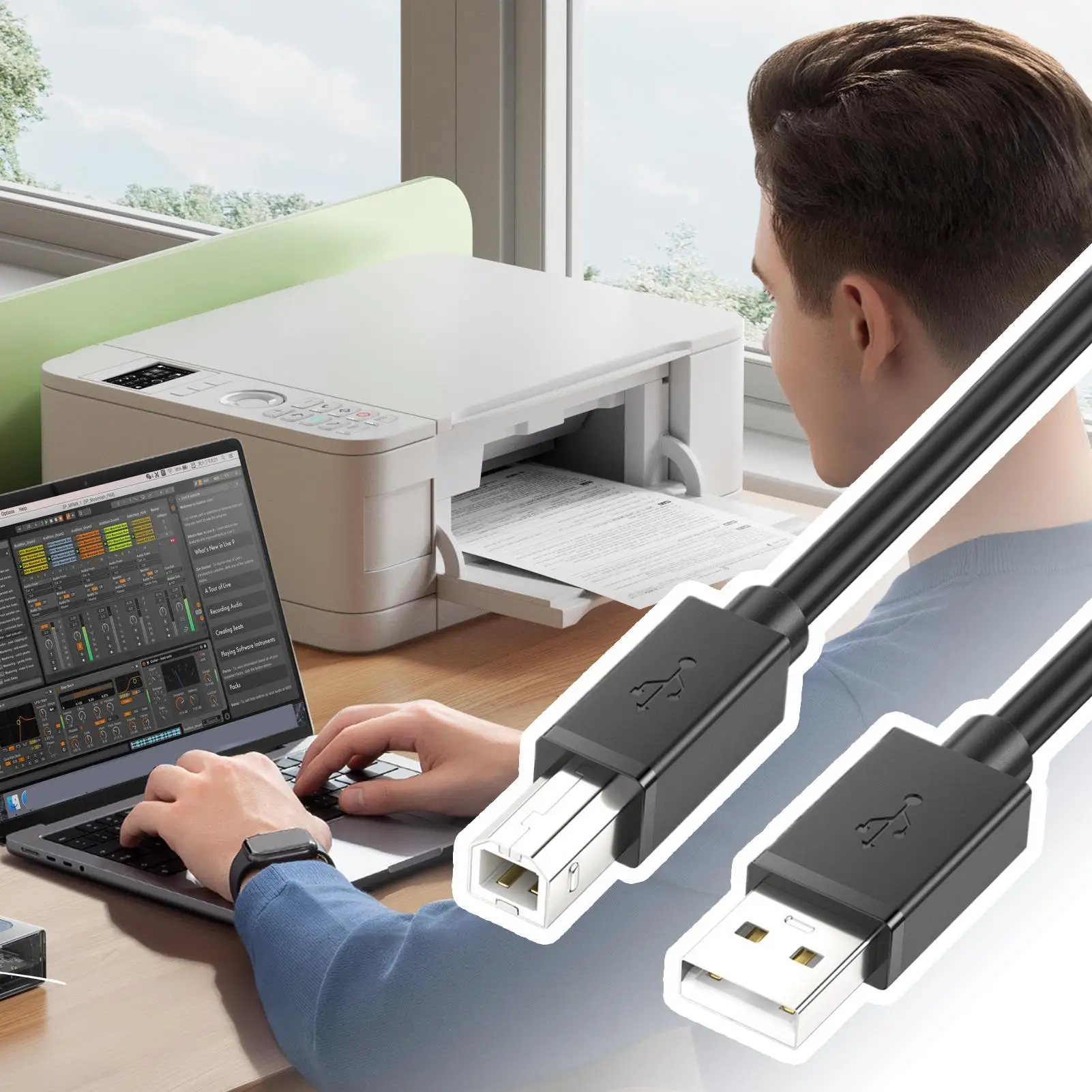 0.5/1/1.5/2/3M 7피트 고속 USB 2.0 케이블 A-B 타입 프린터 코드 (컴퓨터, 노트북, 키보드, 프린터, 모니터, 가정용)