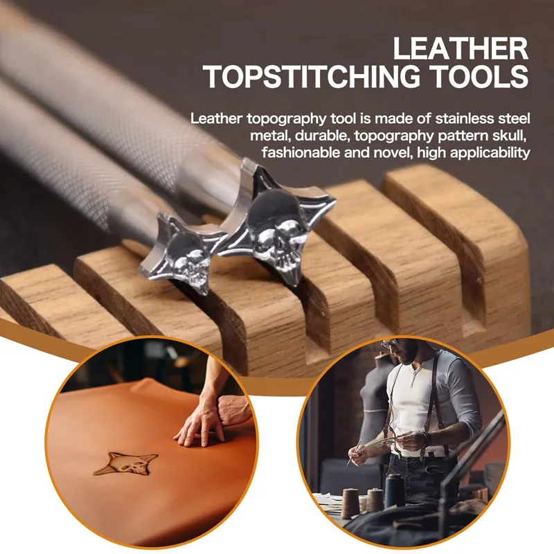 304 Stainless Steel Skull Pattern Leather Stamping Tool -Carving & Embossing Punch For Vegetable Tanned Leather DIY Leathercraft