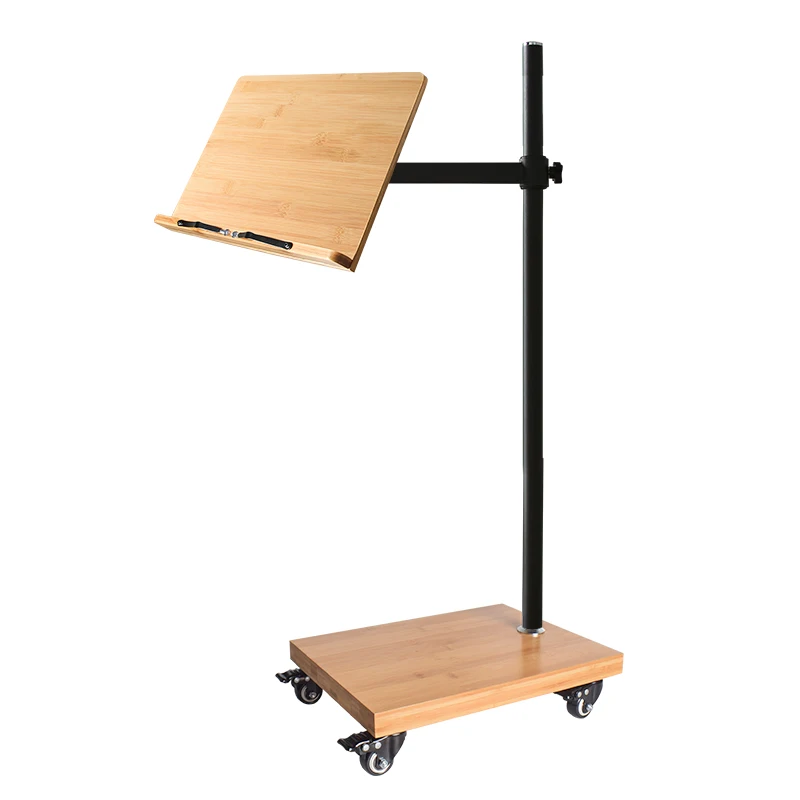 WISHACCFloorBookStandforBookReadingHeightAdjustableBamboo