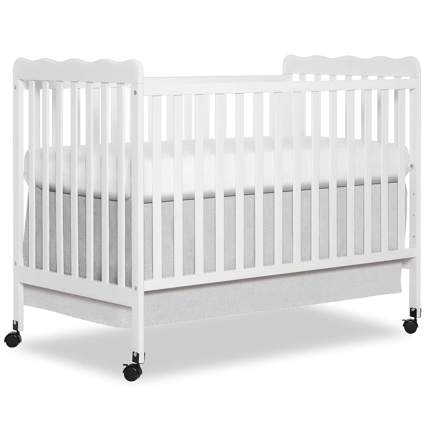 Carson Classic 3-in-1 Convertible Full-Size Baby Crib in White, GreenGuard Gold & JPMA, 4 Mattress Heights, Converts to Day