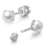 Pearl Stud Earrings For Women Claw Pearl Screw Stainless Steel Back Fashion Jewelry Accessories Party Gift Wholesale 1