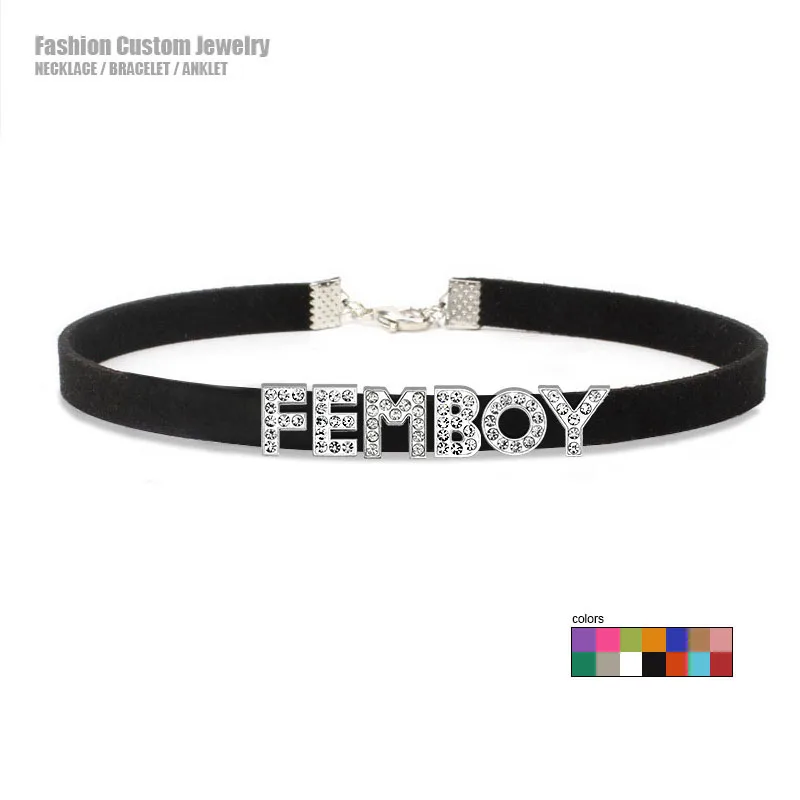 Custom Letters FEMBOY Choker Necklace Men Women DIY Customized Name Collar  Suede Leather Cosplay Chocker Personalized Jewelry - AliExpress