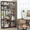 Bookshelf Industrial 5 Tier Etagere Bookcase, Freestanding Tall Bookshelves Display Shelf Storage Organizer 3