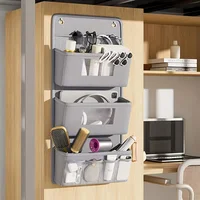 Versatile Gray Wall-Mounted Storage Organizer Multi-Compartment Fabric Hanging Bag with Viewing Window Hooks for Office, Closet 1
