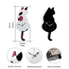 Digital Wall Clock Wagging Tail Cat Design Clock Kids Bedroom Wall Decoration Creative Cartoon Wall Clocks Modern Design 5