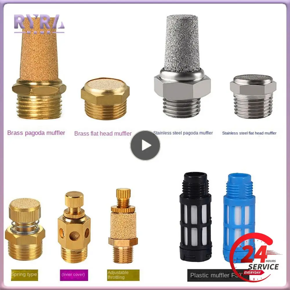 Pneumatic Exhaust Muffler Silencer 1/8 1/4 3/8 1/2 BSP Male Thread For Air Noise Brass Adjustable Long Short BSL M5