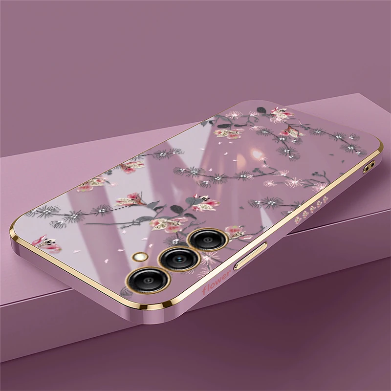 Elegant Floral Phone Case with Plating Finish