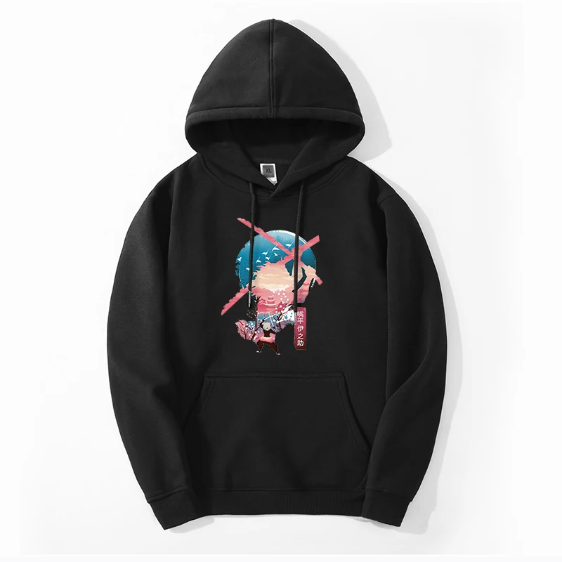 

Winter Mens Fleece Anime Demon Slayer Tanjirou Print Sweatshirt Hoodie Oversize Fitness Hoodies Fleece Inosuke Streetwear