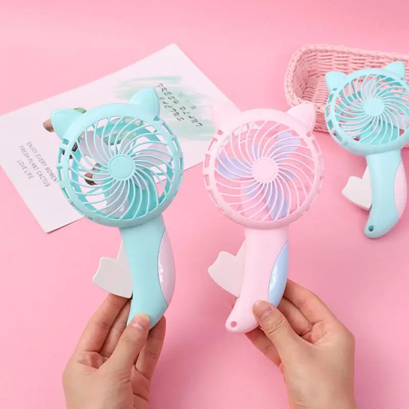 Manual Press Small Fan Cute Cat Design Personal Portable Fan Without Battery Cartoon Summer Air Cooler classroom fan
