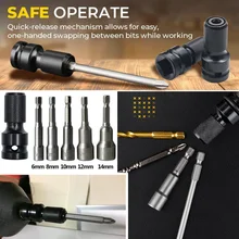 

Hot 1/2 inch Square To 1/4 inch Hex Ratchet Socket Wrench Socket Adapter Spanner Set Drive Converter Impact Tool Hand Tool Set