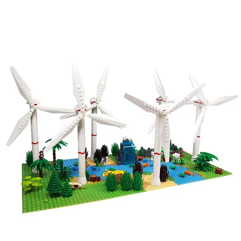 빌딩 블록 MOC 빌딩 모델 풍차 정원 장면 장식 DIY 빌딩 블록 장난감