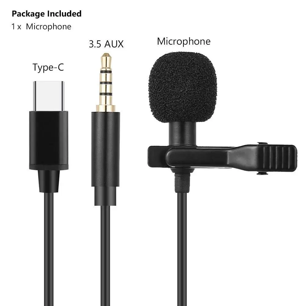 PC 노트북 스마트폰용 USB 미니 라발리에 마이크, C타입 금속 클립, 라펠 마이크, 컨덴서 마이크, 1.5m, 3.5mm