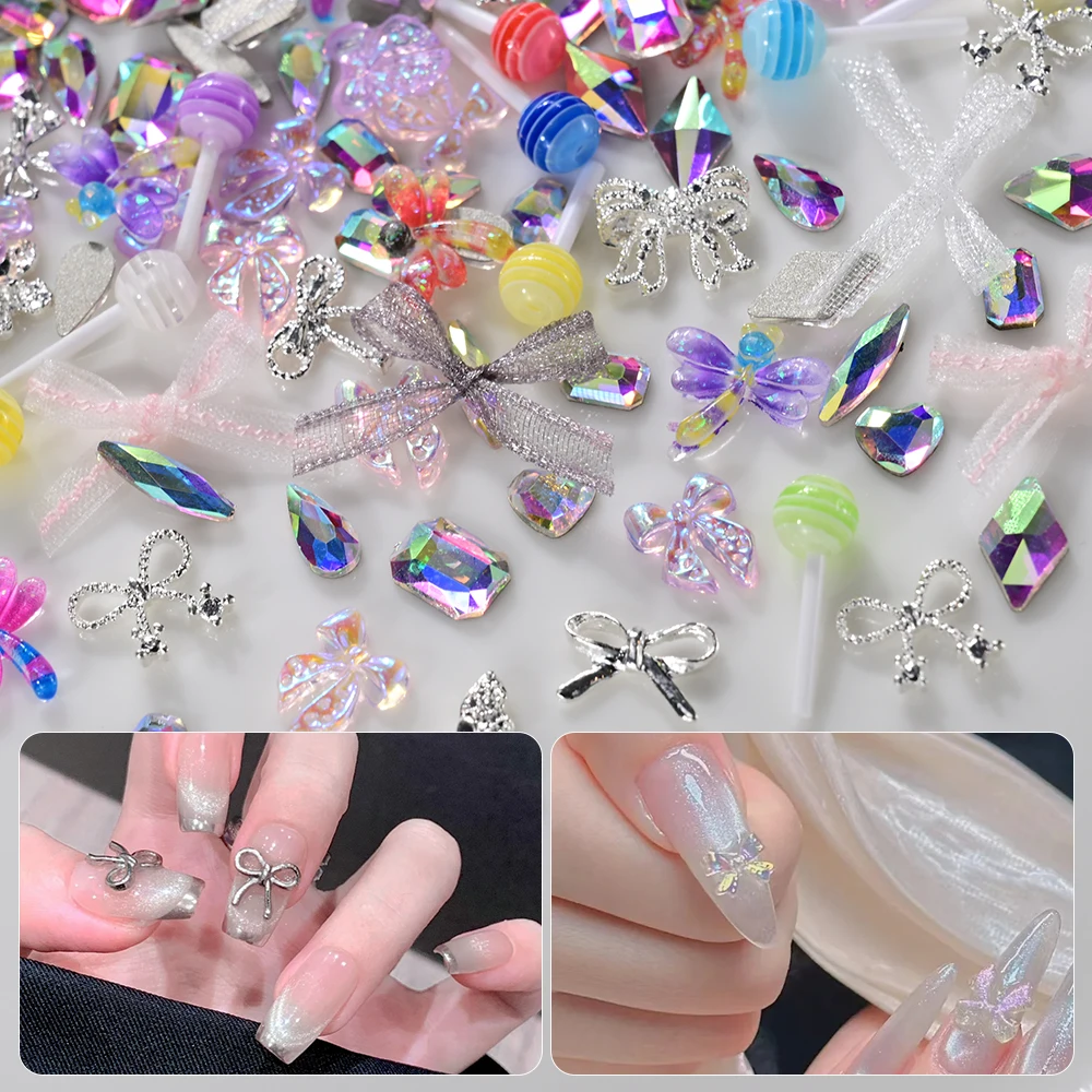 12 Stile/Box 3D Gemischte Rote Themen-Nagelkunst-Charms aus Harz: Kirsche, Erdbeere, Schleife, Blume, Strass-Nageldekorationen für DIY-Maniküre – Detail 33