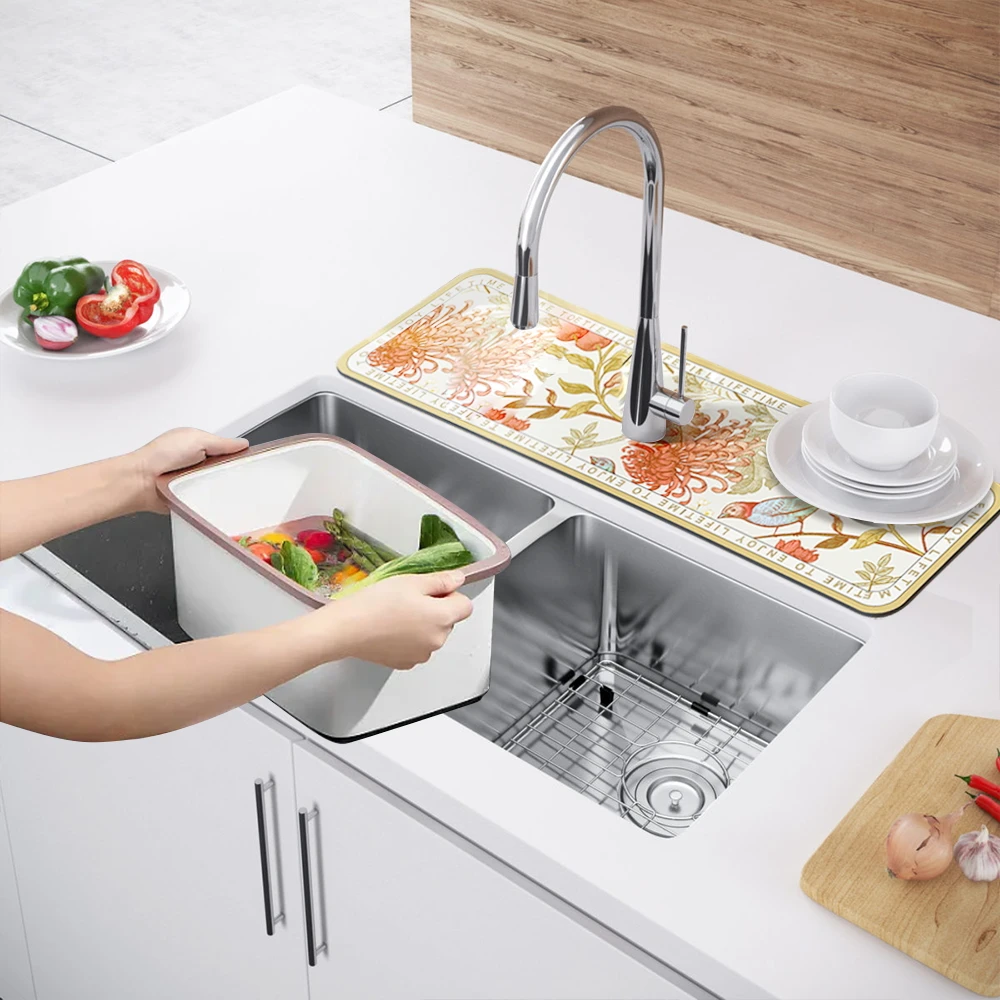 Diatomite Sink Splash Guard Kitchen Faucet Absorbent Mat Drip Catcher Drying Faucet Pad for Counter Bathroom Bar Tools
