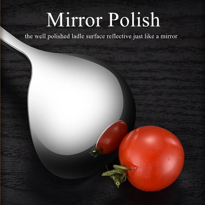 2pcs LFGB Certificate 304 Stainless Steel Ladle 195mm Length Soup Scoop 58mm Width Serving Spoon Mirror Polish Family Tableware