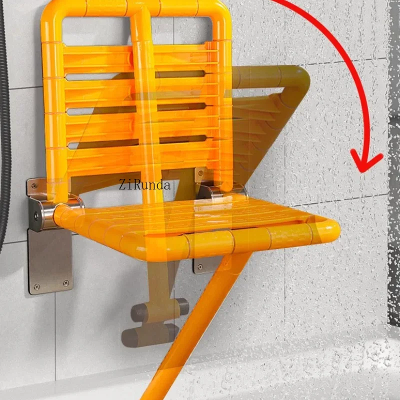 Portable bathroom chair, foldable bathroom interior wall seat, fixed bathroom furniture shower stool 5