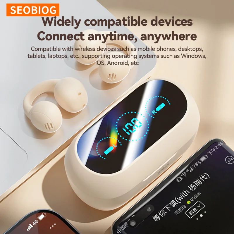 Wireless Bluetooth Earbuds with Intelligent Noise Reduction and LED Display