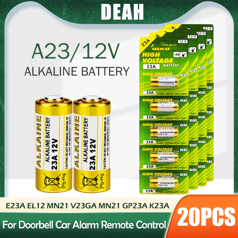 20PCS 12V Alkaline Batterie A23 23A 23GA A23S E23A EL12 MN21 MS21 V23GA  L1028 GP23A LRV08 Für Fernbedienung control Türklingel Trockenen Zelle -  AliExpress