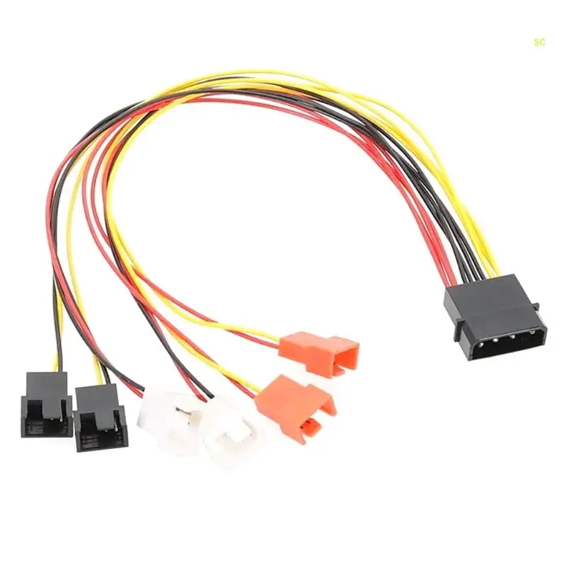 

4-контактный Molex на 3-контактный разъем кабеля питания вентилятора, адаптер, 12 В, 7 В, 5 В, кабель охлаждающего вентилятора,