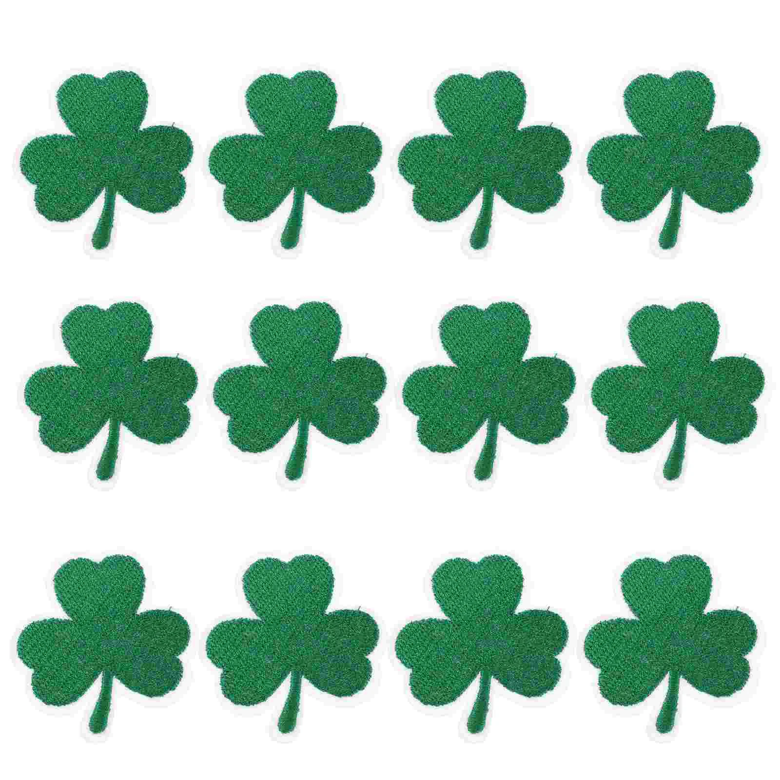 

12 Pcs Hot Melt Adhesive Patch Has Polyester Embroidered Shamrock Patches