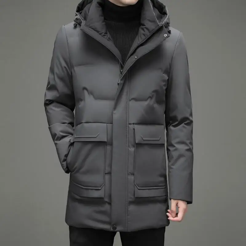 

Casual Fashion Hooded Down Jacket Men Long Parka Winter White Duck Down Heavy Thick Warm Outerwear Windproof Coats Man Clothes